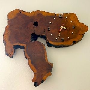 Wood Wall Clock Redwood Clock Handmade